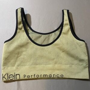 Calvin Klein Performance Sports Bra Ribbed Light Yellow Racerback Women's S M